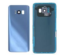 (lot) Cache-Batterie + adhésif Double Face + lentille Compatible pour Samsung Galaxy S8 G950 G950F Rechange Verre Boîtier arrière Autocollant + Objectif Objectif caméra (Bleu)