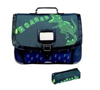 Lot Cartable 38 cm + Trousse Rectangulaire Assortie + 1 Crayon Fantaisie Blumie (Ethan)