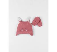 Lot chapka + moufles rose 1/3M(54/60)