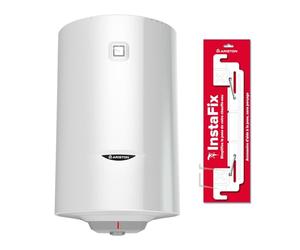 Lot Chauffe-eau Électrique Slim Ariston PRO 1 R 100 litres Ø450 mm + Support Mural Universel INSTAFIX, Pose Sans Perçage