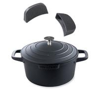 Lot cocotte légère ronde en fonte d'aluminium 20 cm 2,6 L et deux maniques silicone Mathon