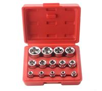 Lot complet de 14 douilles femelles E forTorx Star 1/4, 3/8, 1/2 Drive E4 à E24 avec étui pratique pour l'organisation des outils