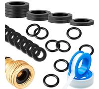 Lot complet de 24 joints d'étanchéité en caoutchouc pour robinet avec ruban d'étanchéité en PTFE de 12 mm pour raccords de jardin, raccords de tuyau et utilisation de tuyau de douche