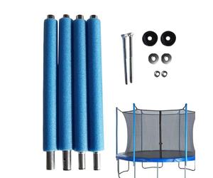 Lot complet de 4 barres de filet de trampoline Ø 25 mm - Pièce de rechange pour trampoline de jardin Ø 176 cm, barres de rechange, poteaux de filet avec mousse et capuchons