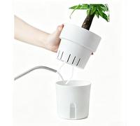 Lot complet de 5 pots de fleurs à arrosage automatique avec un look moderne tendance, récipient de culture adapté pour plantes grasses et herbes aromatiques pour embellir l'intérieur de la maison