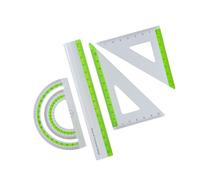 Lot complet de règles en aluminium avec coins arrondis pour mathématiques, géométrie, salle de classe, ingénierie, dessin, maison, bureau, utilisation polyvalente