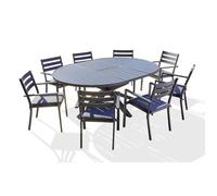 Lot composé d'une table de jardin PELOSA-TB200 et de 8 fauteuils PELOSA-FT empilables