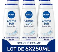 Lot Crèmes Douche Soin (6 X 250 Ml), Enrichie À La Vitamine C & E Et Huile D'amande Douce, Soin Corps Hydratant Qui Nettoie Respecte Et Renforce Le Microbiome Pour Peaux Sèches