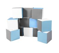 Lot cubes XXL mousse 12 pcs blanc, bleu clair, gris
