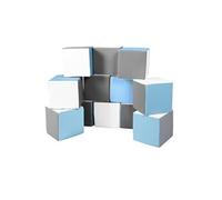 Lot cubes XXL mousse 12 pcs blanc, bleu clair, gris
