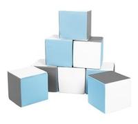 Lot cubes XXL mousse 8 pcs blanc, bleu clair, gris Bleu G