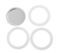 Lot d'accessoires pour cafetière expresso contenant 3 joints en silicone et 1 filtre en aluminium compatible avec différentes capacités de tasse pour une infusion efficace (3 tasses)
