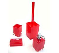 Lot d'aCCESSOIRES pour salle de bain brosse wC distributeur de savon, porte-savon gEDY-rAINBOW-couleur : rouge