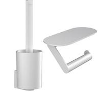 Lot d'accessoires pour WC HANSGROHE WallStoris Porte-Brosse Mural + Porte-Papier WC avec Tablette Blanc Mat