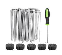 Lot d'agrafes de jardin - Agrafes en U haute performance pour pelouse de jardin sûre - Clous de pelouse en tissu anti-rouille pour aménagement paysager - Piquets de pelouse en forme de U - Piquets de