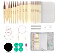 Lot d'aiguilles à tricoter circulaires interchangeables en bambou