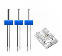 Lot d'aiguilles doubles 2/3/4 mm avec pied presseur à nervures (9 rainures)