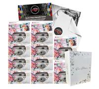 Lot d'appareils photo jetables avec 10 x AGFAPHOTO LeBox Wedding 27 EXP appareils photo jetables, album photo, carte de conseils pour photographie Clikoze et chiffon pour objectif d'appareil photo