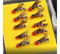 Lot D'appâts Artificiels À Paillettes Pour La Pêche, 10 Pièces, Tête De Perle, Coulant Rapide, Nymphe, Ver, Mouche, Truite, Insectes, #12 #14 #16 #18