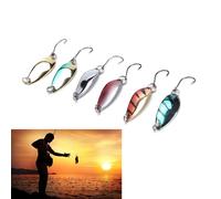 Lot D'appâts Durs En Métal Pour La Pêche, Leurre Pour Attraper Des Poissons, Matériel Pour Pêcher À La Cuillère, Avec Paillettes, Crochet Unique, Couleurs Aléatoires, 5 Pièces