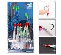 Lot D'appâts Sabiki Souples Pour La Pêche, Pack De Leurres Pour Attraper Des Poissons, Matériel Pour Pêcher, Avec Hameçon, Plume, Hareng, Brochettes En Cuir Argenté, Peau De Poisson Bionique, Crevette