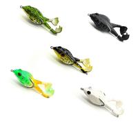 Lot D'appâts Souples Flottants En Silicone Pour La Pêche, Pack De Leurres Pour Attraper Des Poissons Comme Les Grenouilles, Double Hélice, Sans Mauvaises Herbes, Pour Tous Les Types De Poissons, 5 Piè