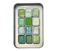 Lot d'aquarelles à paillettes 12 couleurs - Palette métallique solide | Pigment perlé portable pour peinture artisanale, aquarelle minérale mica pour, artistes, scrapbook ongles Illustration