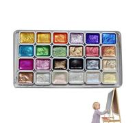 Lot d'aquarelles nacrées de 24 pièces : aquarelles pour artistes et débutants | Couleurs métallisées brillantes avec palette pour peinture, artisanat, croquis, leçons d'art