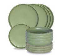 Service d'assiettes 12 pièces Uno amande - - Vert - Grès