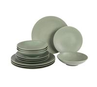 Table Passion Service d'assiettes Vésuvio en grès Vert Sauge 12 pièces