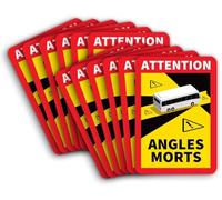 Lot d'Autocollants AUTOBUS ou CAMPING-CAR Angles Morts Etiquettes - Adhésion Extra Forte et Protection UV - Véhicules Stickers Poids Lourd > 3.5t - Attention - Signe d'avertissement (12)