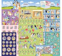 Lot d'autocollants Bluey Totum XL super autocollants 7 feuilles d'autocollants avec métallique et 3D puffy...