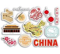 Lot d'autocollants chinois, feuille A5, autocollants en vinyle pour bagages ou ordinateur portable, 78460