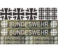 Lot d'autocollants de l'armée allemande - 15 pièces - Pour Bobby Car, vélo, casque et modélisme - Extra robustes et découpés - Parfait pour les enfants et les jouets (armée fédérale)
