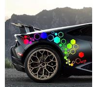 Lot d'autocollants en vinyle pour voiture avec 52 grilles hexagonales découpées avec précision conçues pour une application latérale sur la carrosserie du véhicule (coloré)
