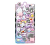 Lot d'autocollants mignons 3D, petits autocollants kawaii, petit ours et petit lapin de dessin animé pour enfants, filles et adultes (petit ours et petit lapin)