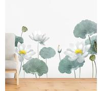 Lot d'autocollants muraux minimalistes motif lotus asiatique conçus pour une intégration homogène dans des espaces de vie neutres (UV26Y80378T_R)