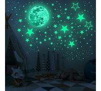 Lot d'autocollants muraux phosphorescents avec étoiles, lune et planètes, autocollants lumineux pour chambre d'enfant et salon