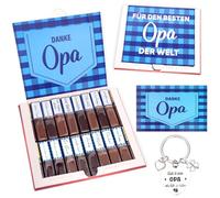 Lot d'autocollants pour grand-père avec autocollants pré-imprimés, inscription « DankeOpa Abschied » + carte de vœux + porte-clés ange gardien (meilleur grand-père)