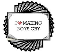 Lot d'autocollants pour pare-chocs avec inscription « I Love Making Boys Cry » - 8 x 12 cm