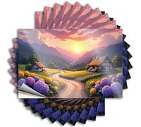 Lot d'autocollants rapides pour décoration de chambre de garçon avec citation « Sunset Serenity » : un chemin à travers les prairies remplies de fleurs vers l'été rustique C (12 x 18 cm)