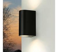 Lot de 02 appliques murales à double flux Structure en aluminium avec diffuseur en verre transparent Douille 2 x GU10 (ampoule non incluse) pour intérieur et extérieur