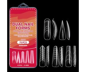 Lot de 06 formes d'extension d'ongles de salon avec transparents | Lot de 75 pièces réutilisables, aide à l'exercice, routine de vanity