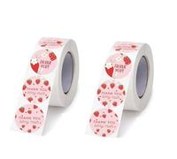 Lot de 1 000 autocollants à la fraise Shortcake - Autocollants roses de remerciement - Étiquettes pour enveloppes - Étiquettes d'emballage pour boîte cadeau et fournitures de pâtisserie