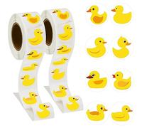 Lot de 1 000 autocollants en caoutchouc jaune canard mignon pour décoration de canard, fête d'anniversaire, sacs à dragées, bouteilles d'eau, cahiers, décorations de 3,8 cm