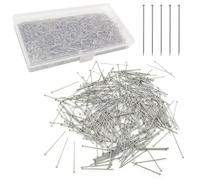 Lot de 1 000 épingles à coudre à tête droite en acier inoxydable fin satiné pour couture, tissu, loisirs créatifs, fabrication de bijoux