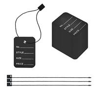 Lot de 1 000 étiquettes de prix, 17,8 cm, étiquettes de stock, étiquettes de vêtements, étiquettes de coupon non cordées, corde en nylon, fermeture à boucle à ardillon, attaches à crochet pour vêtements, magasin de détail (noir)