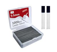 Lot de 1 000 mines de porte-mines 0,5, 0,7, 0,9 mm, 2B, 60 mm, recharges de crayon automatique remplaçables avec 2 tubes de papeterie (0,5 mm)