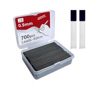 Lot de 1 000 mines de porte-mines 0,5 0,7 mm 0,9 mm 2B 60 mm Recharges de crayon automatique remplaçables avec 2 tubes de papeterie (0,9 mm)
