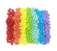 Lot de 1 000 perles poney lisses en acrylique poli 7 couleurs arc-en-ciel pour loisirs créatifs, tresses de cheveux (arc-en-ciel) 6 x 9 mm